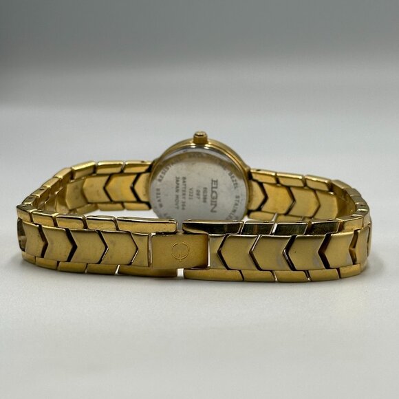Elgin Watch Women Gold Tone Round 21MM Dial New Battery 7 Inch - Picture 11 of 15